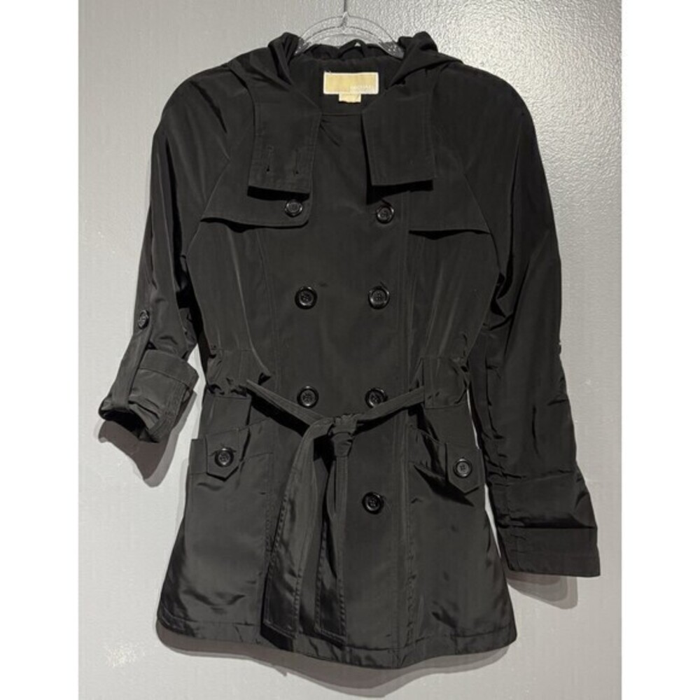 Michael Kors Trench COAT Black Double Breasted SZ XS